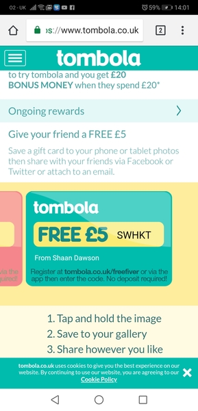 Tombola free £5 codes