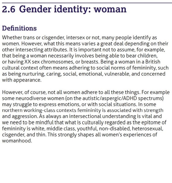 The British Association for Counselling and Psychotherapy have come up with. Definition of "woman"....