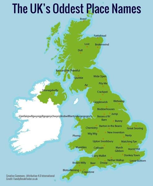 To ask if anybody lives in one of the UK's oddest place names like beer, nasty, etc.?