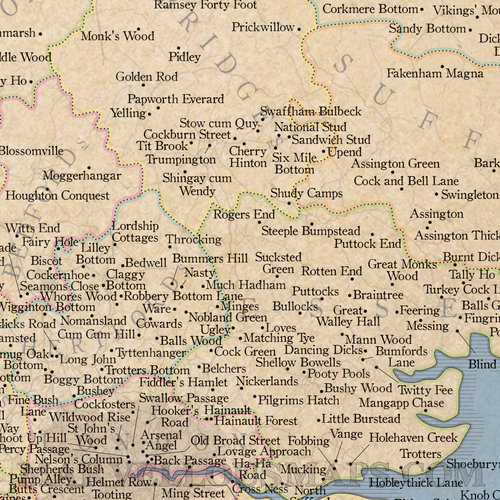 To ask if anybody lives in one of the UK's oddest place names like beer, nasty, etc.?