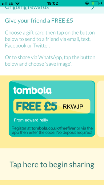 Tombola free £5 codes