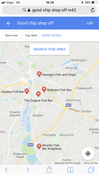 Decent chip shop between Derby and Birmgham
