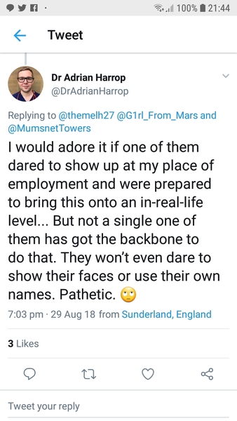 Dr Adrian Harrop - Dr Misogyny is pursuing another woman.