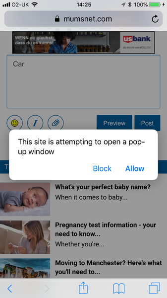 Repeated pop up attempts