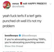Collating evidence of threats against women, by TRAs.