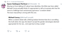 Collating evidence of threats against women, by TRAs.