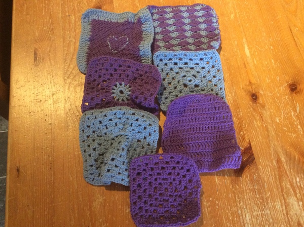 Woolly Hugs. A Blanket for the family of Mumsnetter JsOtherHalf  who very sadly died recently