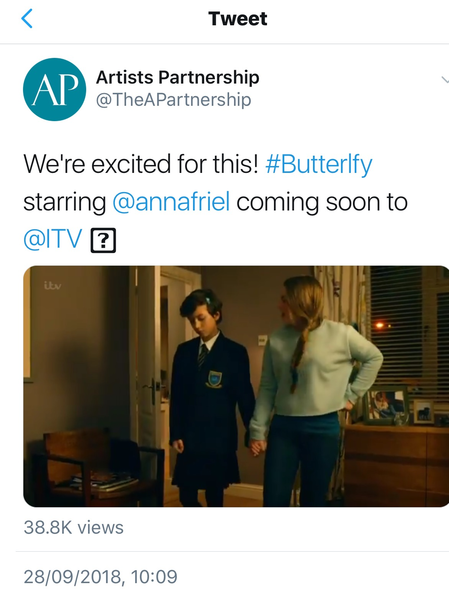 New drama on ITV. Butterfly, with Anna Friel
