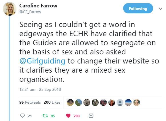 ECHR and GirlGuiding - single sex is fine