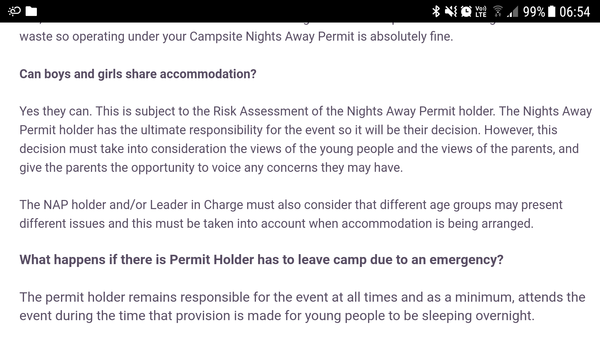 Mixed sex scouts camping