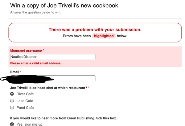 Problem with a competition form