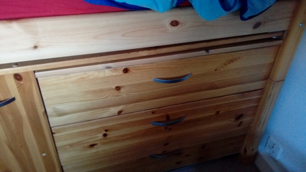 Advice about cabin bed with chest of drawers under - safety?