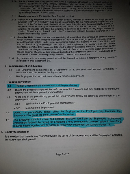 Termination of employment