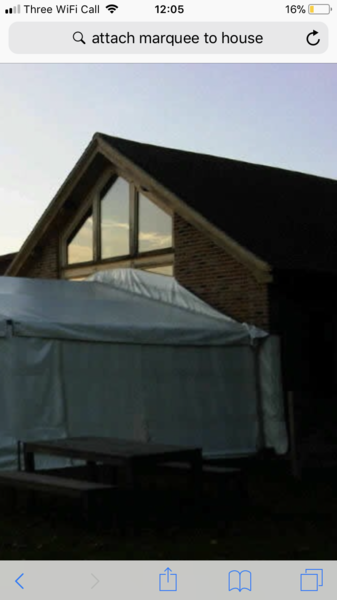 Marquee against the house for Christmas dinner
