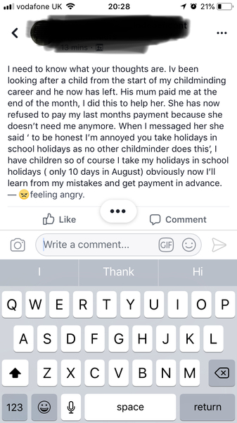 To delay paying childminder