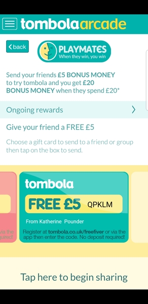 Tombola free £5 codes