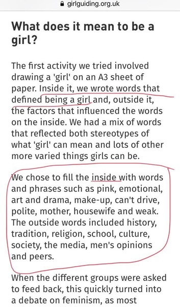 Girls are weak, emotional, can’t drive and like pink and makeup according to Girlguiding.
