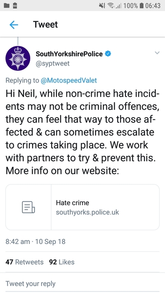 This tweet from South Yorkshire Police...
