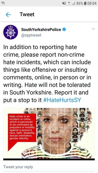 This tweet from South Yorkshire Police...