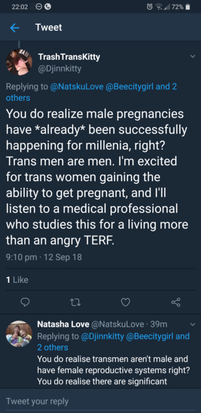 Lily Madigan again. UK Woman's Officer thinks transwomen can get pregnant now.