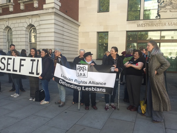 Linda Bellos and Venice Allan at Westminster magistrates court on 26th