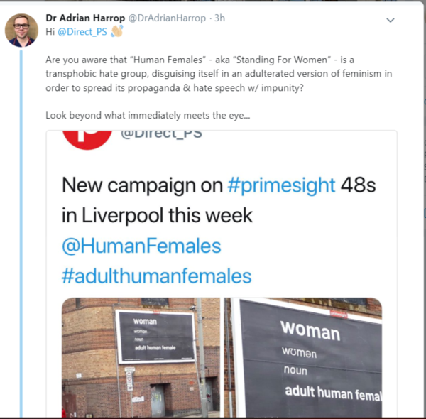 Billboard with dictionary definition 'woman: adult human female' removed after pressure from TRAs.