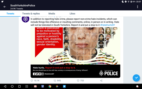 This tweet from South Yorkshire Police...