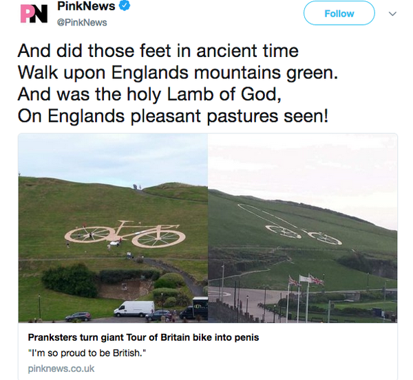 Hey Stickerwoman, is that you? - Tour of Britain Bike turned into a Giant Penis