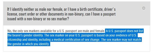 US administrative changes on sex v gender