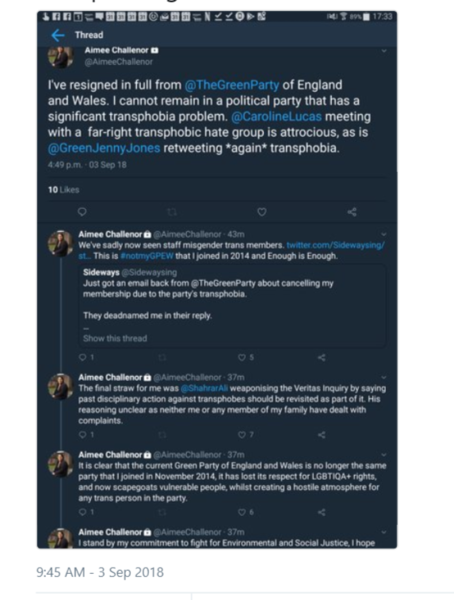 Aimee Challenor's resignation