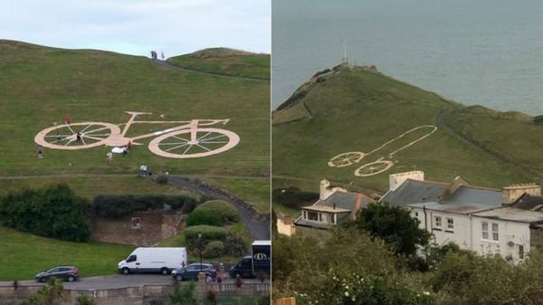 Hey Stickerwoman, is that you? - Tour of Britain Bike turned into a Giant Penis