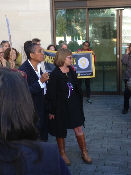 Linda Bellos and Venice Allan at Westminster magistrates court on 26th
