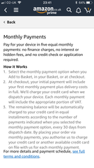 Amazon had a 'pay in 5 instalments' option earlier today...