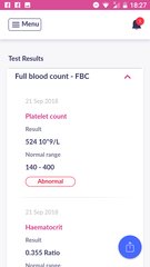 Full blood count results - abnormal