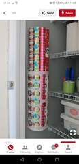 Can you help me find a tall cardboard storage box to keep my wrapping paper rolls in?