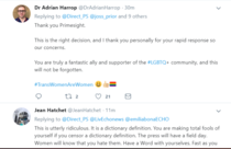 Billboard with dictionary definition 'woman: adult human female' removed after pressure from TRAs.