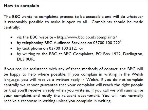 Reply from BBC on "clashes on both sides"