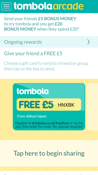 Tombola free £5 codes