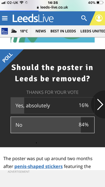 Indignation that Posie shared link to Leeds poster removal