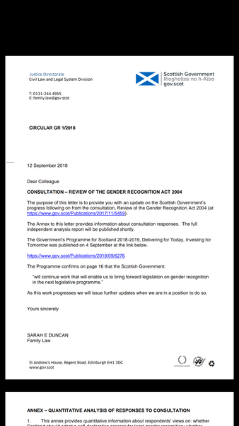 To ask why consultation on GRA in Scotland was not promoted more.