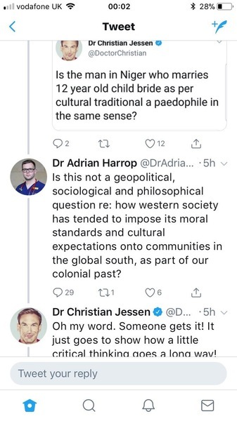 Jane Face, Aimee Challenor and Dr Harrop joking about women smelling of fish.