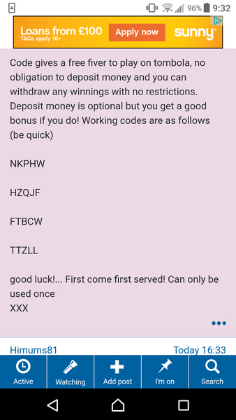 Tombola Free £5 Codes!