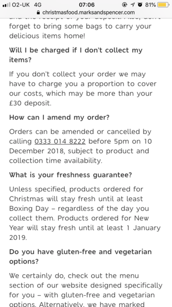 Changing M&S Christmas Food Order
