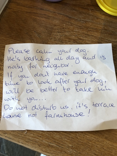 to put a note through their door? Wwyd?