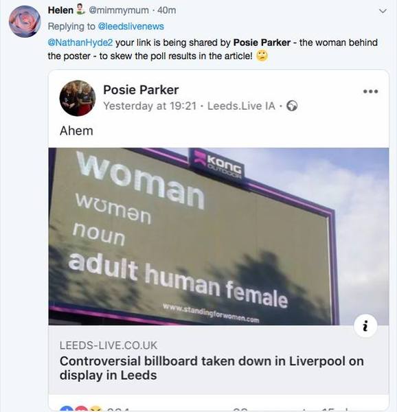 Indignation that Posie shared link to Leeds poster removal