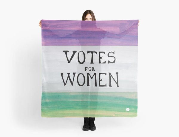 Scarf with Suffragette colours