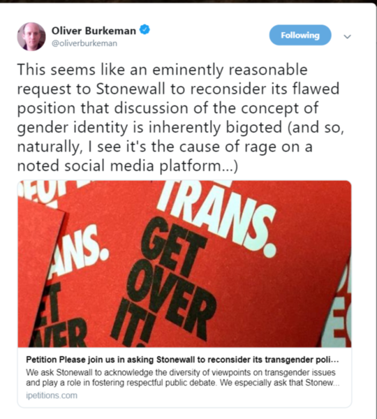 Times letter & petition 'STONEWALL CRITICISED: undermining women’s sex-based rights and protections' Jonny Best et al