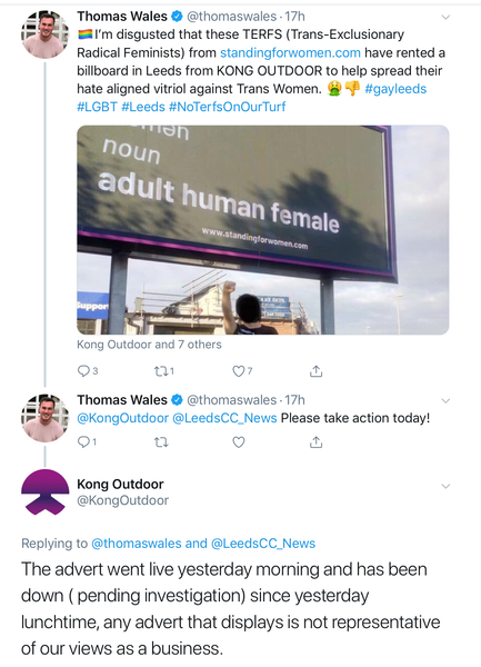 “LGBT advocate” has Leeds billboard removed