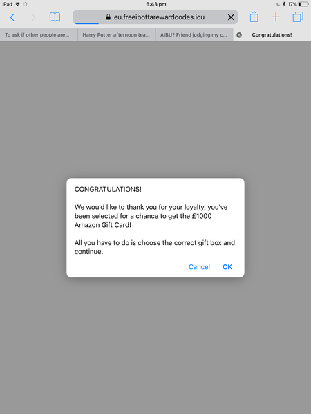To ask if other people are seeing this pop-up on Mumsnet or if it's just me?