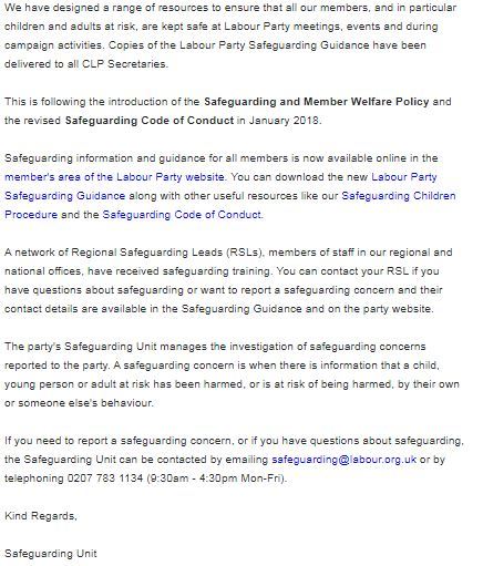 Labour Party and Safeguarding